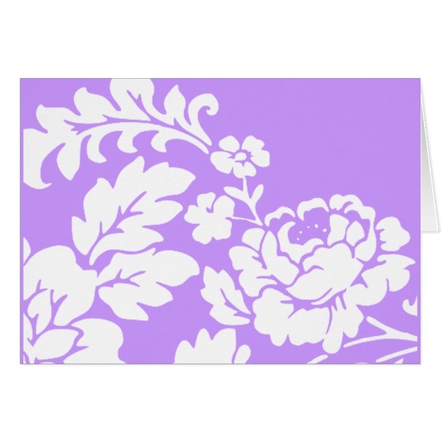 Vit ros Damask Hälsningskort (Framsidan Horizontal)