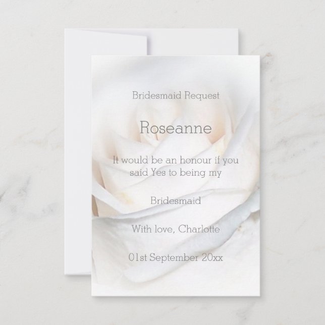 Vit ros Design Bridesmaid-begäran Inbjudningar (Framsida)
