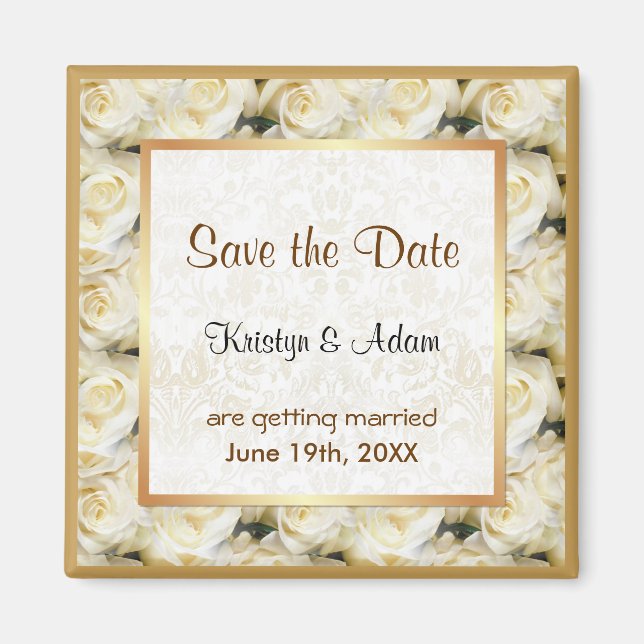 Vit ros Elegance Magnet (Framsidan)