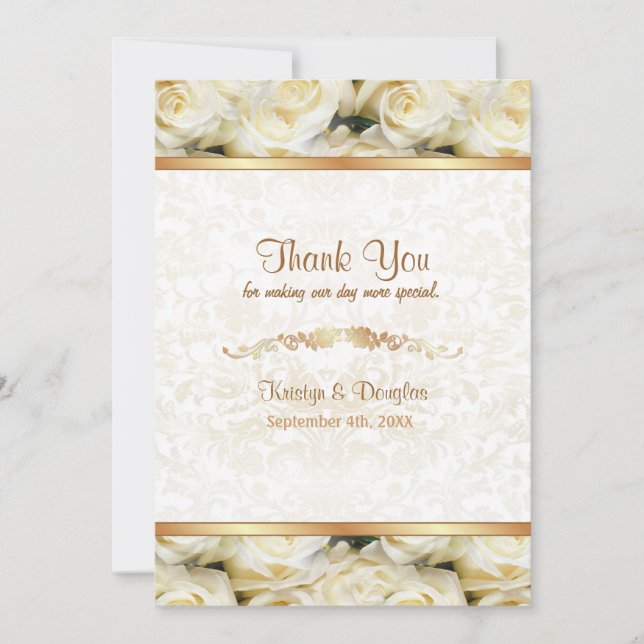 Vit ros Elegance - tack Kort (Framsida)