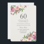 Vit ros Elegant 60:e Födelsedagsfesten Inbjudan<br><div class="desc">Vit ros Kvinna 60:e Födelsedagsfesten Inbjudan - vacker blommigt för elegant - vattenfärgsdesign Fully Anpassade / personlig</div>