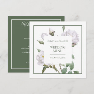 Vit ros Elegant Blommigt Bröllop Meny