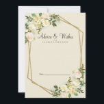 Vit ros Elegant Blommigt Guld Bröllop Nyligen lyft Rådkort<br><div class="desc">Chic, elegant och formellt Newlyed Önskemål & Advice har romantisk vattenfärgsvanilla vit ros med tips på rosa som visas i leafy greery på en tidlös äggskal bakgrund. Ett mousserande, gyllene, kristallformat färg-ram ger trendig beröring. Anpassa bröllop-designen med dina detaljer i elegant charcol grått-bokstäver och -skript. Kortets baksida är ett enkelt...</div>