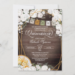 Vit ros Elegant Western Charro Quinceanera Inv. Inbjudningar