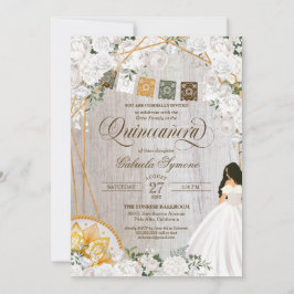 Vit ros Elegant Western Charro Quinceanera Inv. Inbjudningar