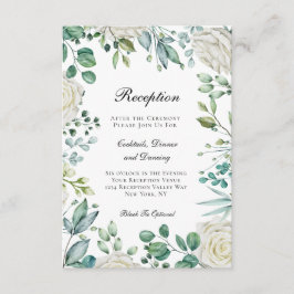 Vit ros Eucalyptus Botanical Wedding Reception Tilläggskort