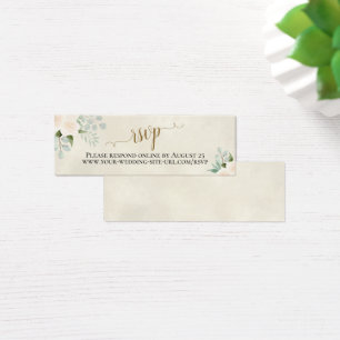 Vit ros & Eucalyptus Bröllop OSA Online Card Litet Visitkort