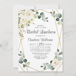 Vit ros Eucalyptus Greenery Möhippa Luncheon Inbjudningar