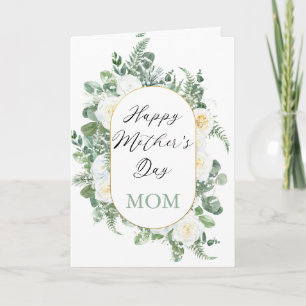 Vit ros Eucalyptus Lycklig Mors dag Mamma Kort