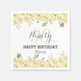 Vit ros Eucalyptus Söt Flora 90:e födelsedag Pappersservett