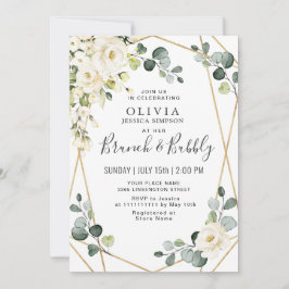 Vit Ros Eukalyptus Grönska Brunch & Bubbly Inbjudningar