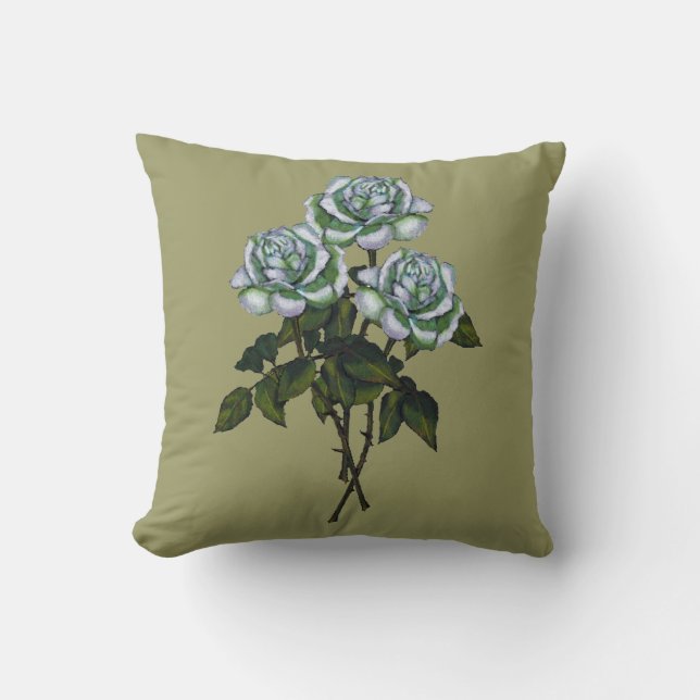 Vit ros: Färg ritar konst: Blommigt blommor Kudde (Framsida)