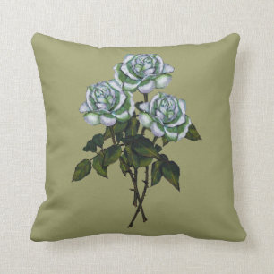 Vit ros: Färg ritar konst: Blommigt blommor Kudde