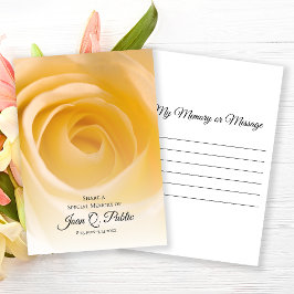 Vit ros Flower a Memory Funeral Anteckningskort
