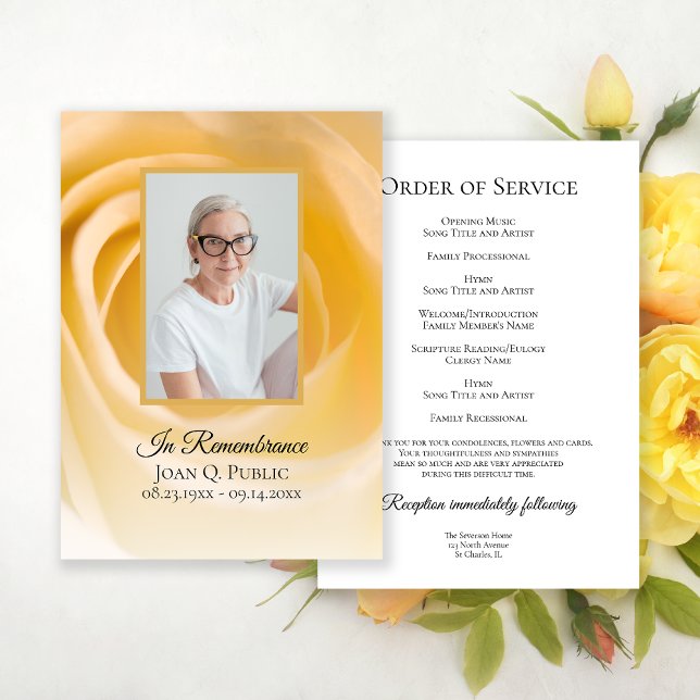 Vit ros Flower Funeral Memorial Service Program (Skapare uppladdad)