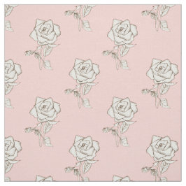 Vit ros Flowers Baby Rosa Pastel  Tyg