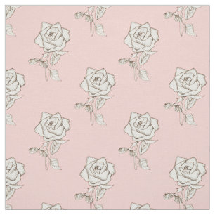 Vit ros Flowers Baby Rosa Pastel  Tyg