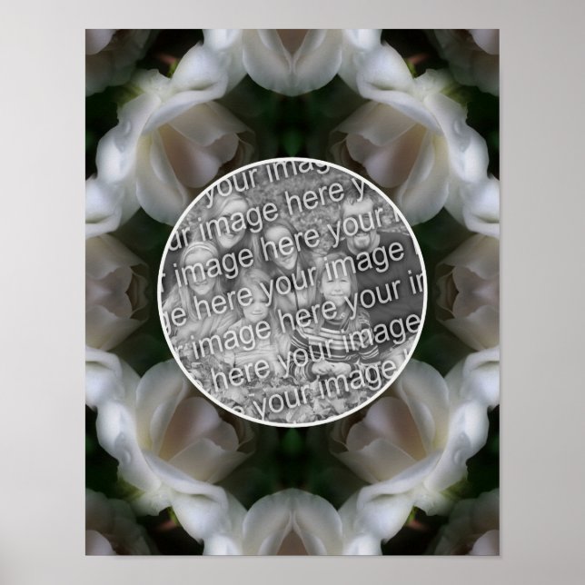 Vit ros Flowers Ram Lägg till ditt eget foto Poster (Framsidan)
