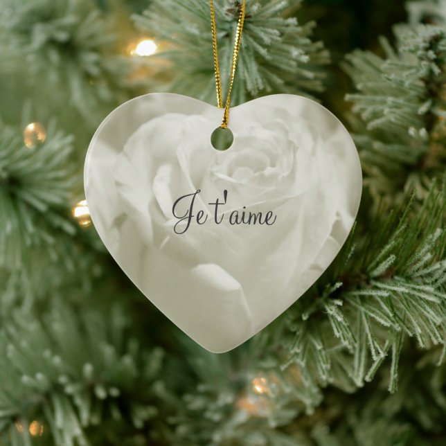 Vit ros Fransk Kärlek Valentine Ornament (Träd)