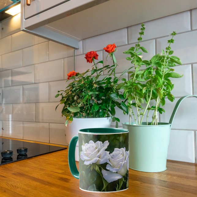 Vit ros Garden Art Mugg Kopp (Skapare uppladdad)