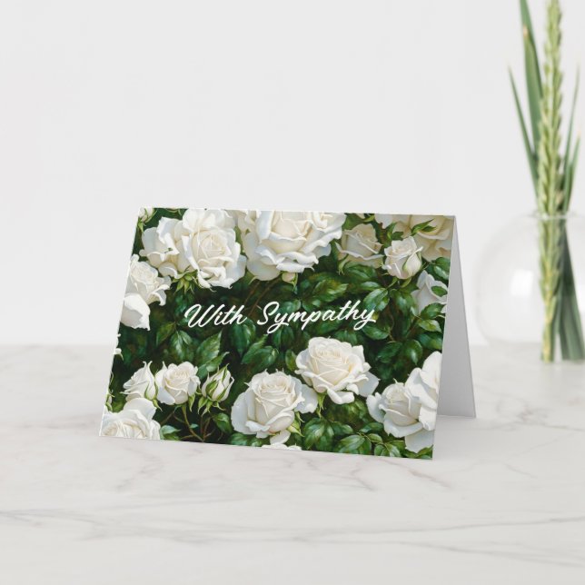 Vit ros Garden Art Sympathy Card Kort (Framsida)