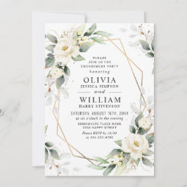 Vit ros Greenery Blommigt Förlovningsfest Inbjudningar