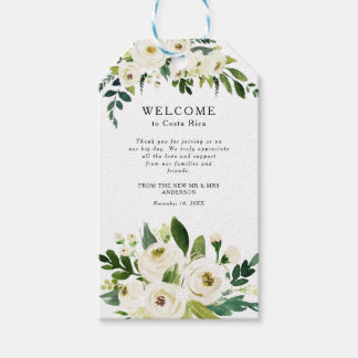Vit ros Greenery Bröllop Välkommen Bag Märkre Presentetikett