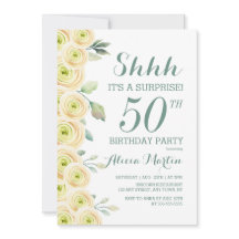 Vit ros Greenery Flora Surprise 50:e födelsedagen