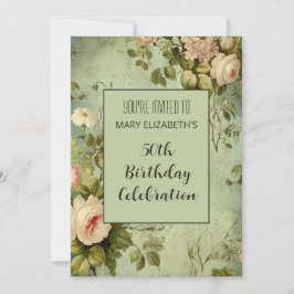 Vit ros Greenery Födelsedagsfest Inbjudningar