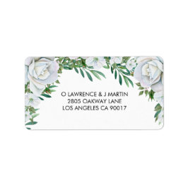 Vit ros Greenery Foliage Bröllop Adressetikett