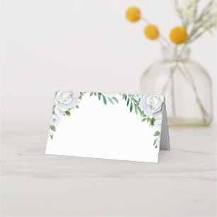 Vit ros Greenery Foliage Bröllop Placeringskort