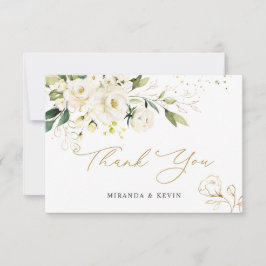 Vit ros Greenery Foliage Bröllop Tack Kort