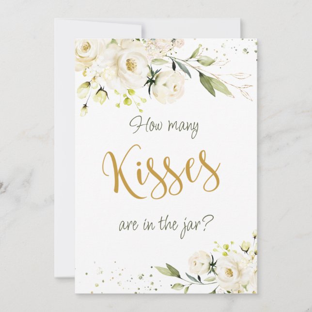 Vit ros Greenery gissar hur många kisser i Burk Inbjudningar (Framsida)