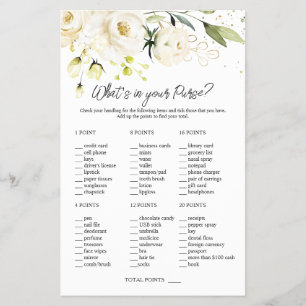 Vit ros Greenery Möhippa What's in Your Purse Flygblad
