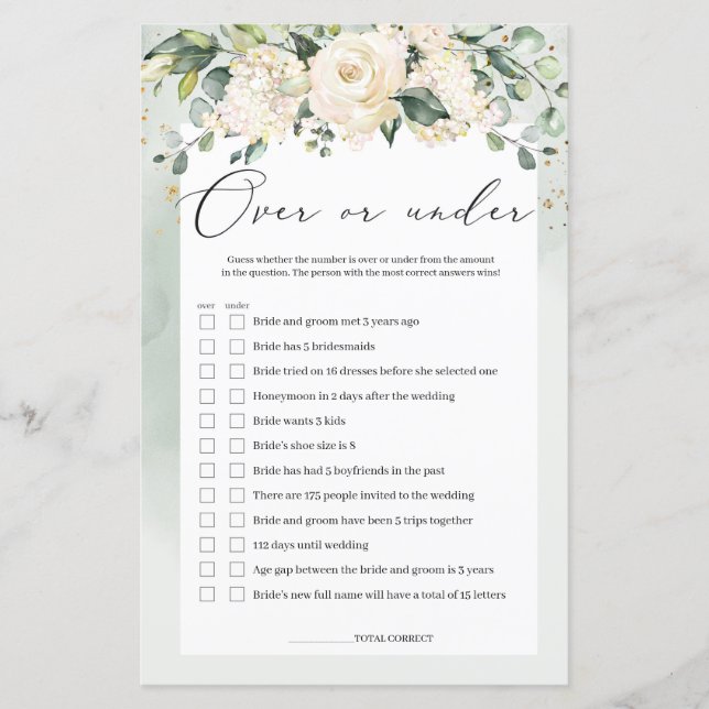 Vit ros Greenery over eller under Möhippa Game (Framsida)