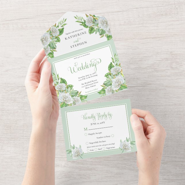 Vit ros | Grey Boho Blommigt Bröllop (Tearaway)