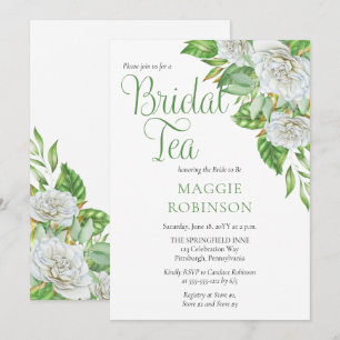 Vit ros Grey Boho Blommigt Möhippa Tea Inbjudningar
