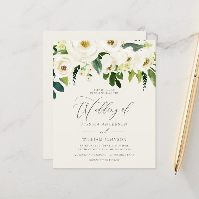 Vit ros Grönt Löv om Bröllop i budgeten (Fram/Back In Situ)