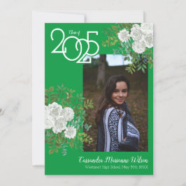 Vit ros Grönt Photo Studenten meddelande Inbjudningar