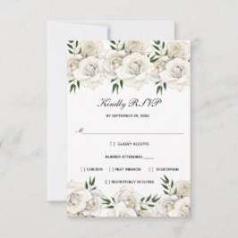 Vit Ros Guld Blommig Formell Elegant Bröllop RSVP OSA Kort