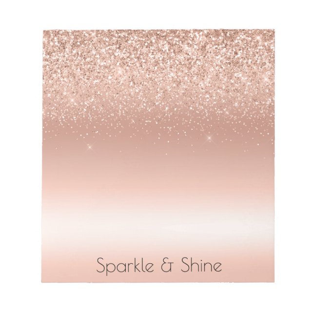 Vit ros Guld Glitter Glitzy Gnistra Anteckningsblock (Framsida)