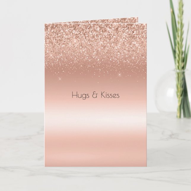 Vit ros Guld Glitter Glitzy Gnistra Kort (Framsida)