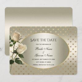Vit ros Guld Hjärtar Spara datumkortet Datumet