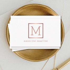 Vit ros Guld Monogram Elegant Visitkort