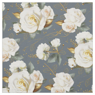 Vit ros Guld Romantic Blommigt Tyg
