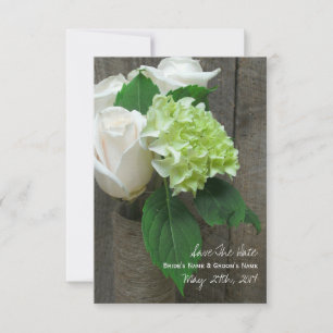 Vit ros Hydrangea & Barnwood Spara datumet