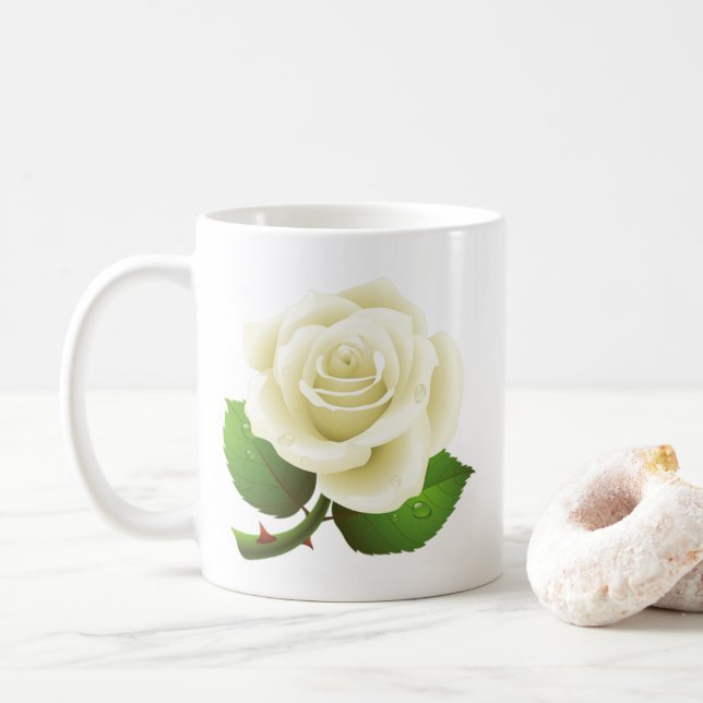 Vit ros i Austin Kaffemugg (Med munk)