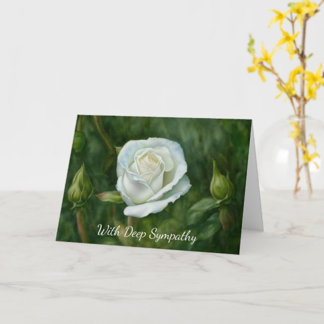Vit ros i ett Garden Art Sympathy Card Kort (Gul blomma)