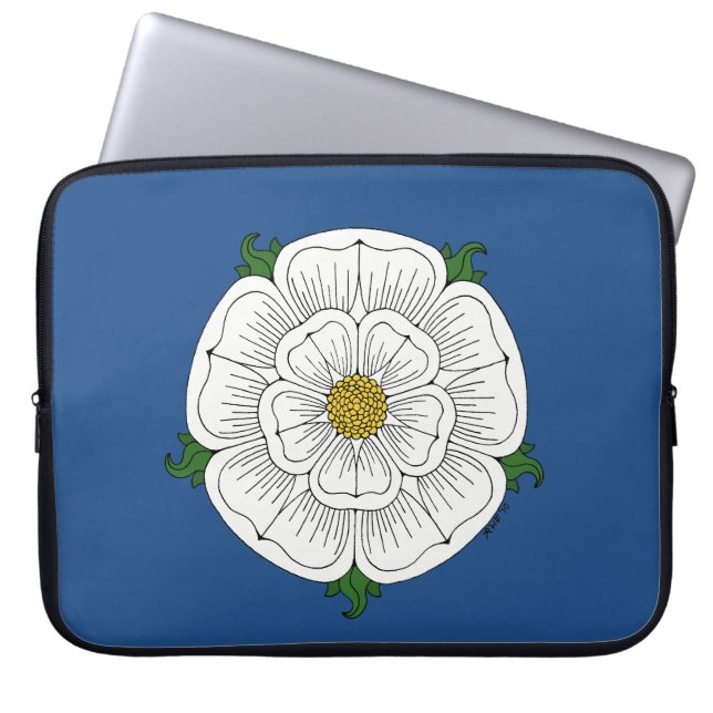 Vit ros i York Laptop Sleeve (Framsidan)