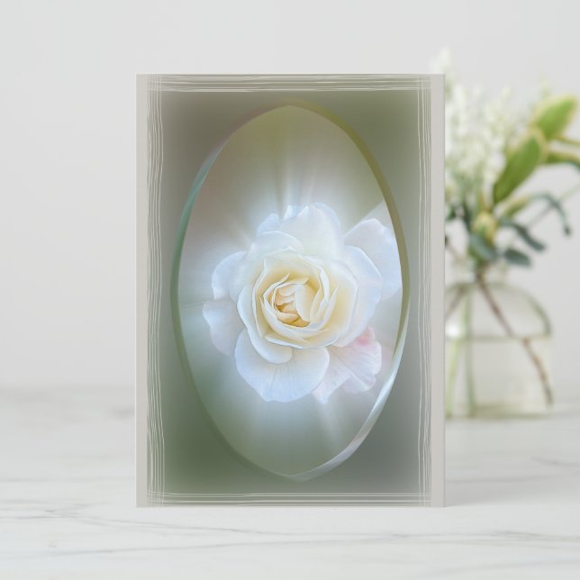 Vit ros julkort (Stående Fram)